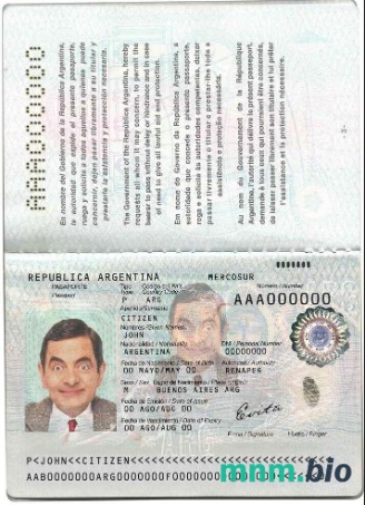 Przykład paszportu Argentyny w formacie PSD, w pełni edytowalny